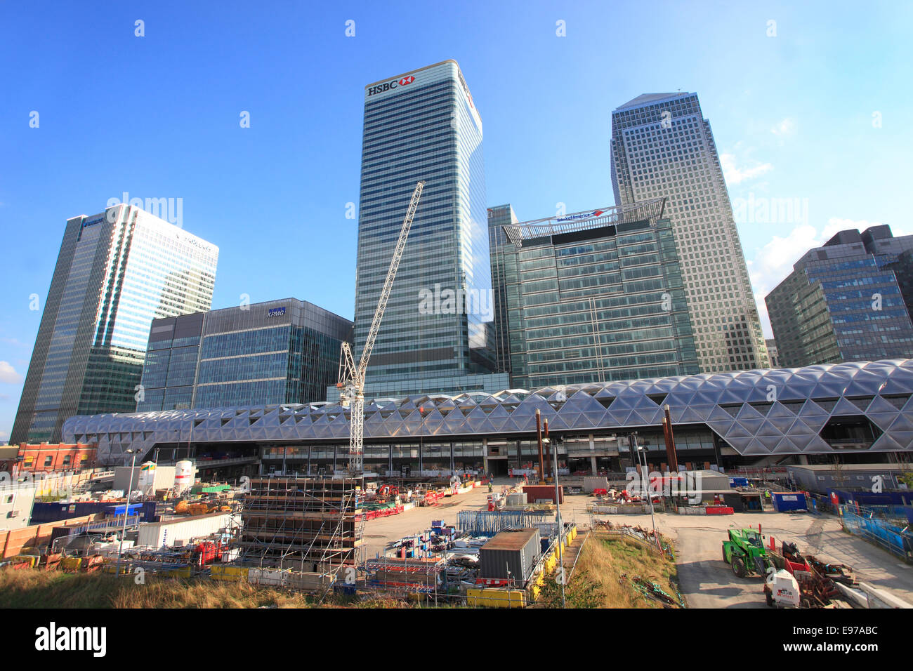 UK, London, Canary Wharf, Crossrail Station Baustelle auf dem Canary Wharf. Stockfoto