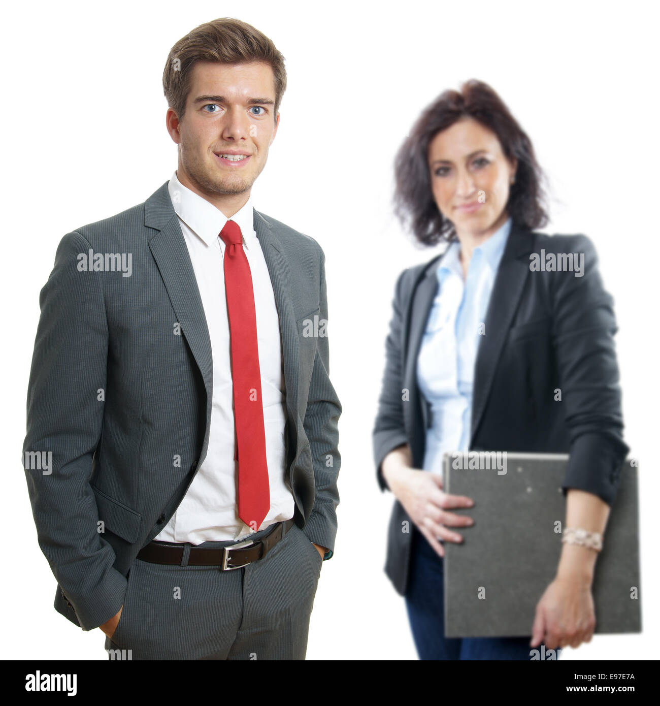 junger Geschäftsmann mit Sekretärin Stockfoto