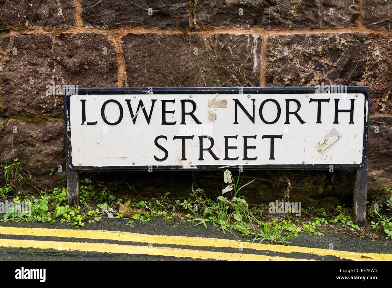 Unteren North Street Exeter kurze Straßenschild Stockfoto