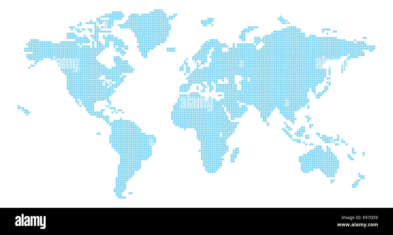 Welt Karte Darstellung der Weltkarte bestehend aus quadratischen Formen Quadrate Stockfoto