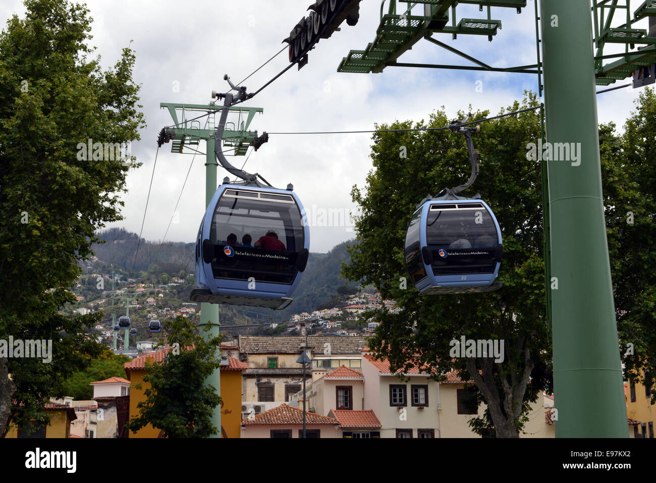 Verknüpfung von Funchal nach Monte Seilbahn Teleferico madeira Stockfoto