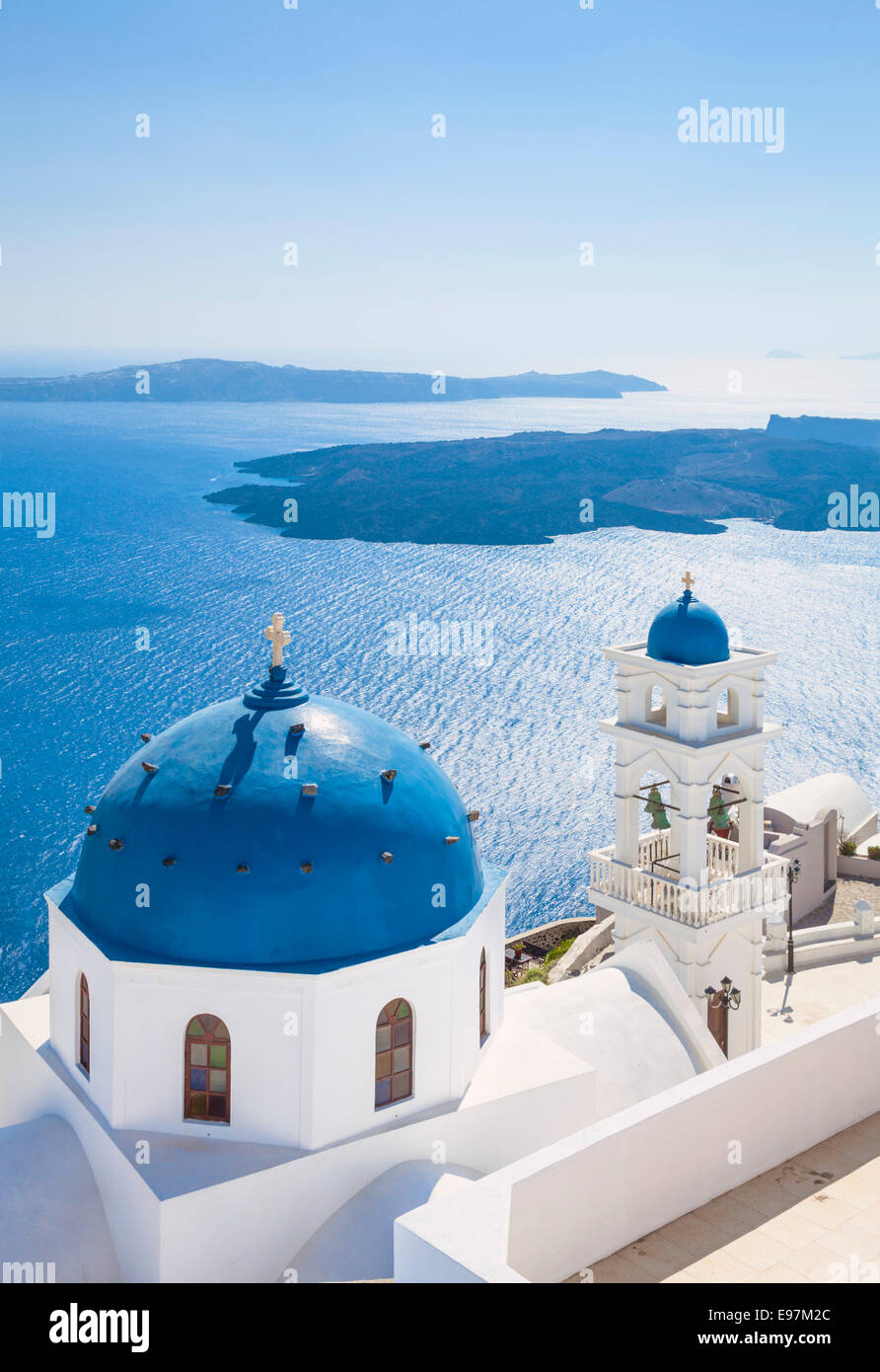Anastasi-Kirche in Imerovigli, Santorini, Thira, Thera, Kykladen-Inseln, griechischen Inseln, Griechenland, EU und Europa Stockfoto