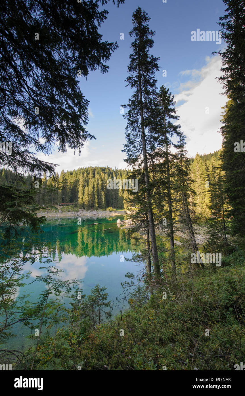 Karersee (Lago di Carezza), Dolomiten, Italien Stockfoto