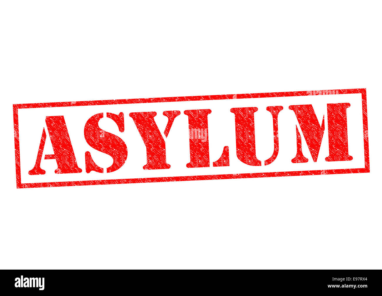 Asyl roten Stempel auf einem weißen Hintergrund. Stockfoto