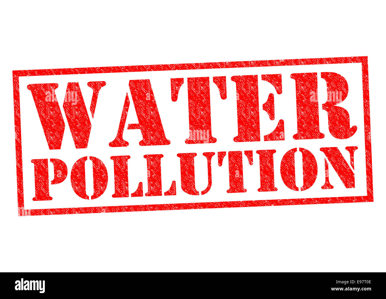 Wasserverschmutzung roten Stempel auf einem weißen Hintergrund. Stockfoto