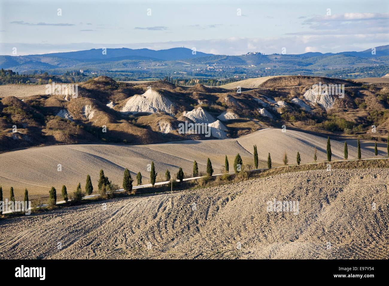 Europa, Italien, Toskana, Siena, Kreta Senesi Landschaft Stockfoto