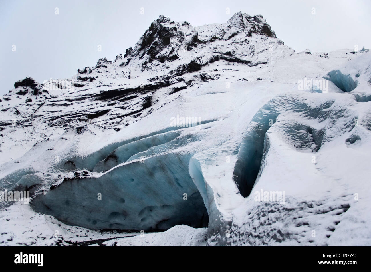 Winter-Wunderland, super-Jeepsafari zum Eyjafjallajökull und Thorsmork, Januar 2013. Süd-Island. Stockfoto
