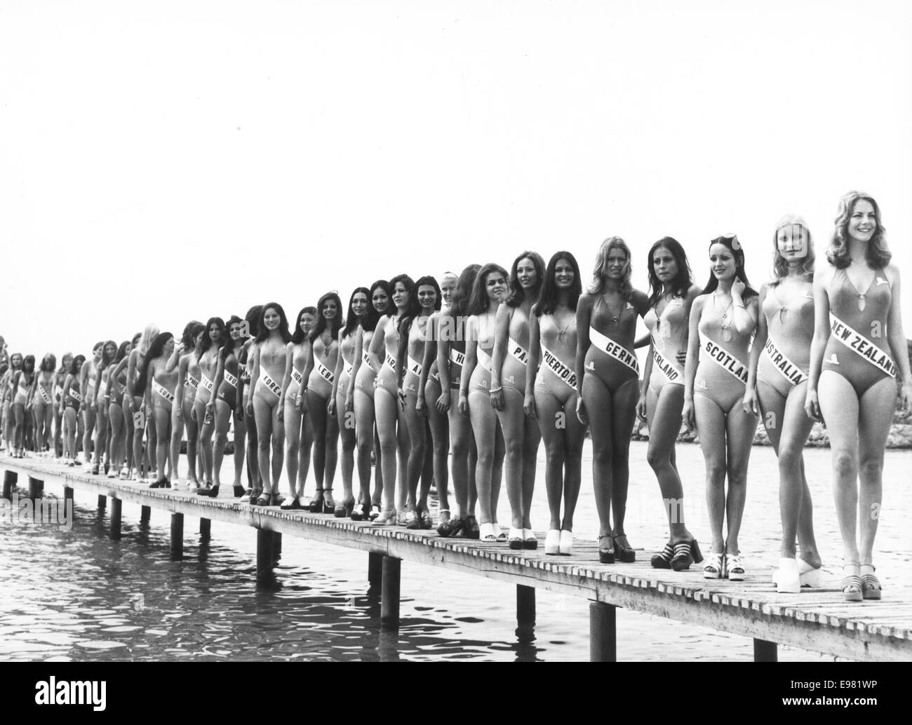 21. Juli 1973 - war Athen, Griechenland - Miss Universum 1973, die 22. Ausgabe der Miss Universe Wahl im Amphitheater des Odeon des Herodes Atticus, am Fuße der Akropolis in Athen statt. MARGARITA MORAN der Philippinen wurde vom KERRY ANNE WELLS von Australien, wodurch ihr die zweite Filipina zum Titelgewinn nach Gloria D'az gekrönt. Moran wurde auch als Miss Photogenic während der vorläufigen Beurteilung ausgewählt. Es wurden 61 Delegierte aus der ganzen Welt, die konkurrierten. Dies war die erste Miss Universe-Veranstaltung in Europa und auch außerhalb von Nordamerika stattfinden. 1. Runner-up AMANDA JO Stockfoto