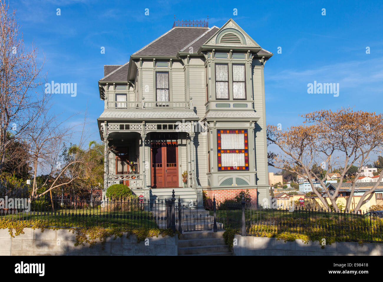 Viktorianische Häuser in Angelino Heights. Los Angeles, Kalifornien