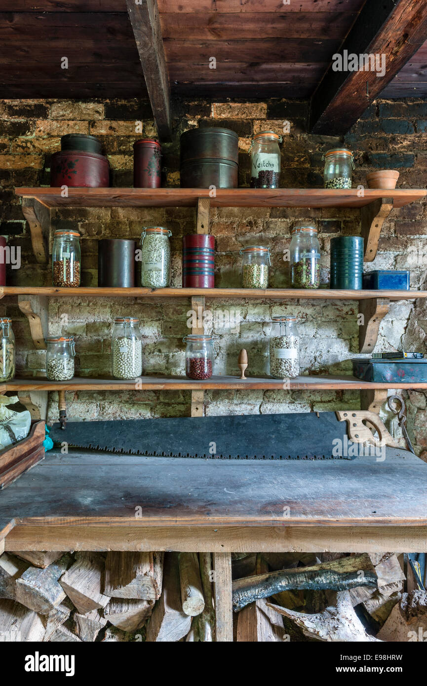 Die Lost Gardens of Heligan, Cornwall, UK. Gesammelten Samen im Inneren