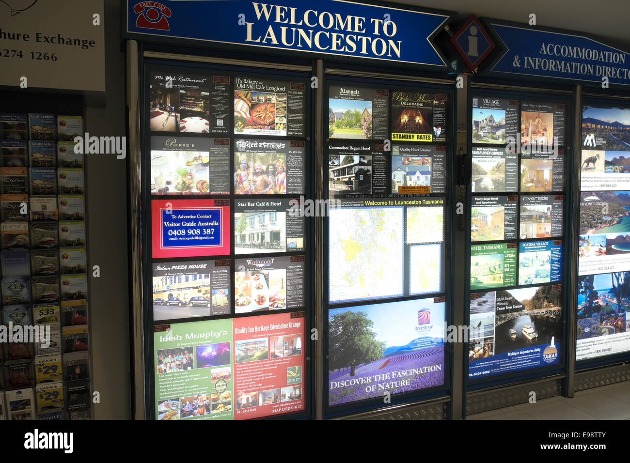 Fremdenverkehrsamt Promotionen in Launceston Airport, Tasmanien, Australien Stockfoto