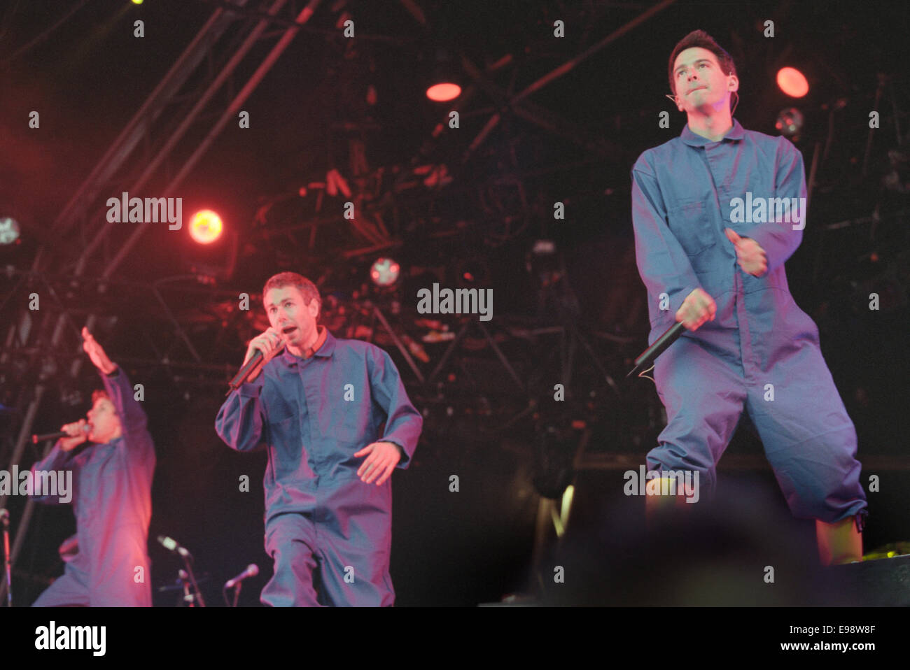 Die Beastie Boys auf der Bühne im Konzert beim T In The Park Music Festival in Schottland, im Jahr 1998. Stockfoto