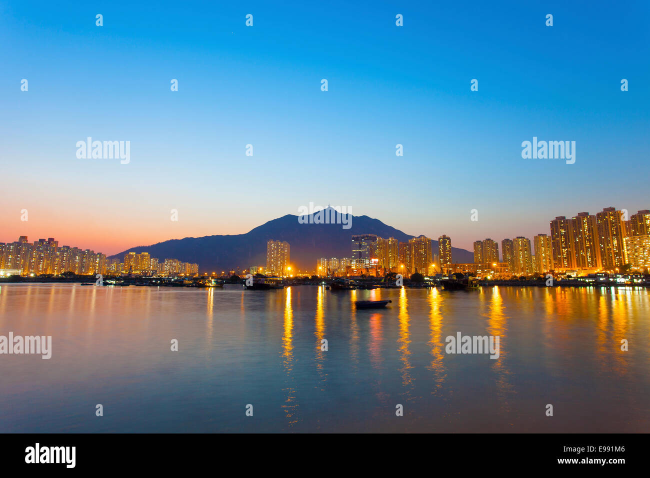 Hong Kong Fischerei Schutz bei Sonnenuntergang Stockfoto
