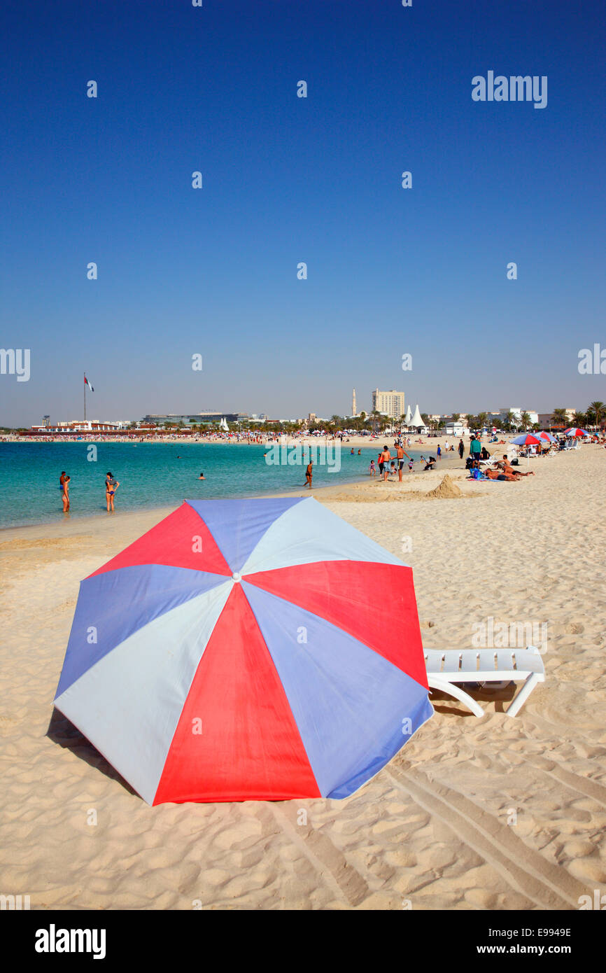 Kamel am Jumeirah Beach, Dubai Stockfoto