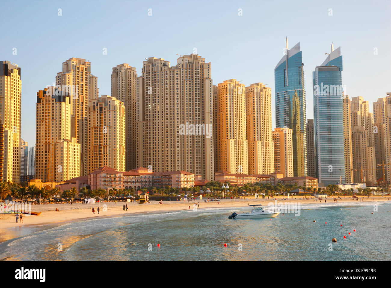 Dubai-Strand - Jumeirah Beach (JBR) - Dubai Marina Stockfoto
