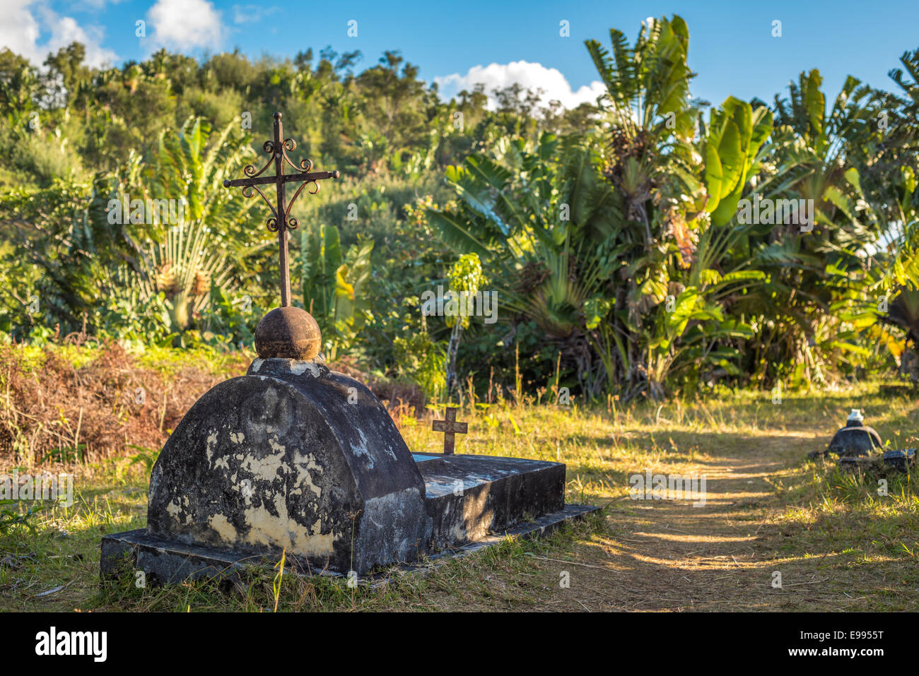 Der Friedhof der letzten Piraten auf St. Maria Island, Madagaskar Stockfoto