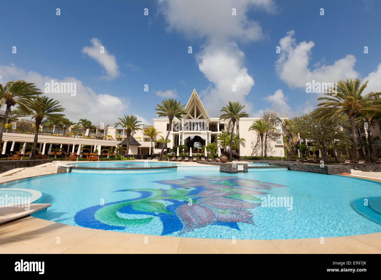 Mauritius Hotel; Das luxuriöse 5-Sterne Residence Hotel und Pool, Belle Mare, Mauritius Stockfoto