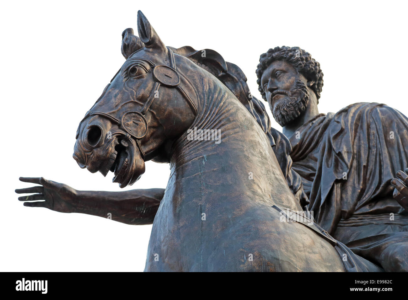 Reiterstatue des Marcus Aurelius auf dem kapitolinischen Hügel von Rom, Italien Stockfoto