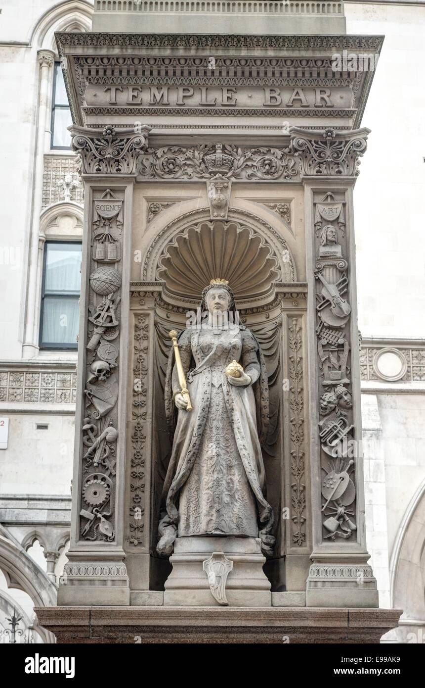 Statue der Königin Victoria, Temple Bar. Fleet Street Stockfoto