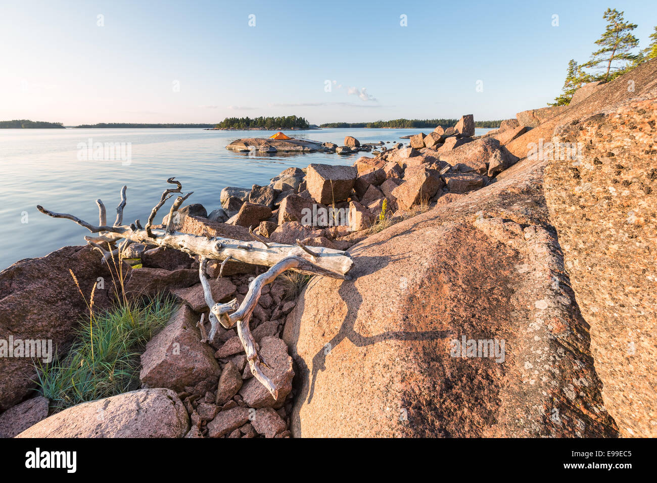 Zelten an den Ufern der Onaslandet Insel, Porvoo, Finnland, Europa, EU Stockfoto