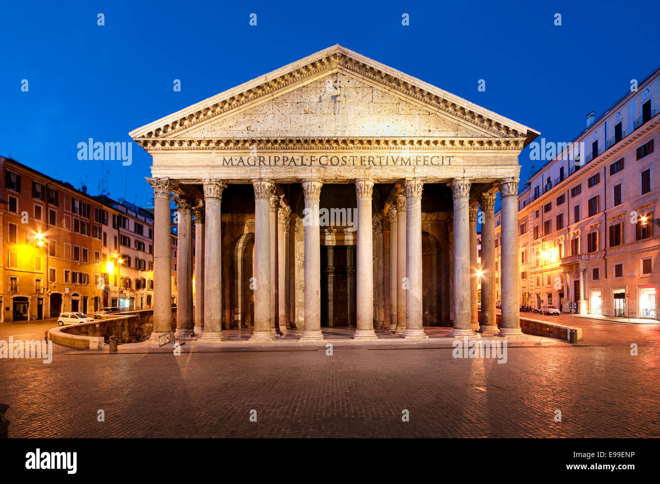 Pantheon in der Nacht, Rom, Italien. Stockfoto