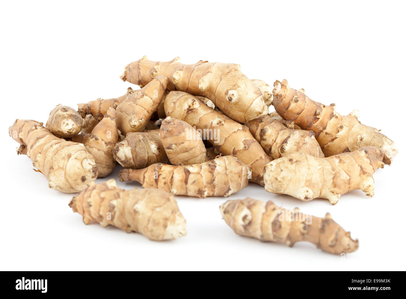 Arten essbare Knolle mit Root auf weiß Stockfotografie - Alamy