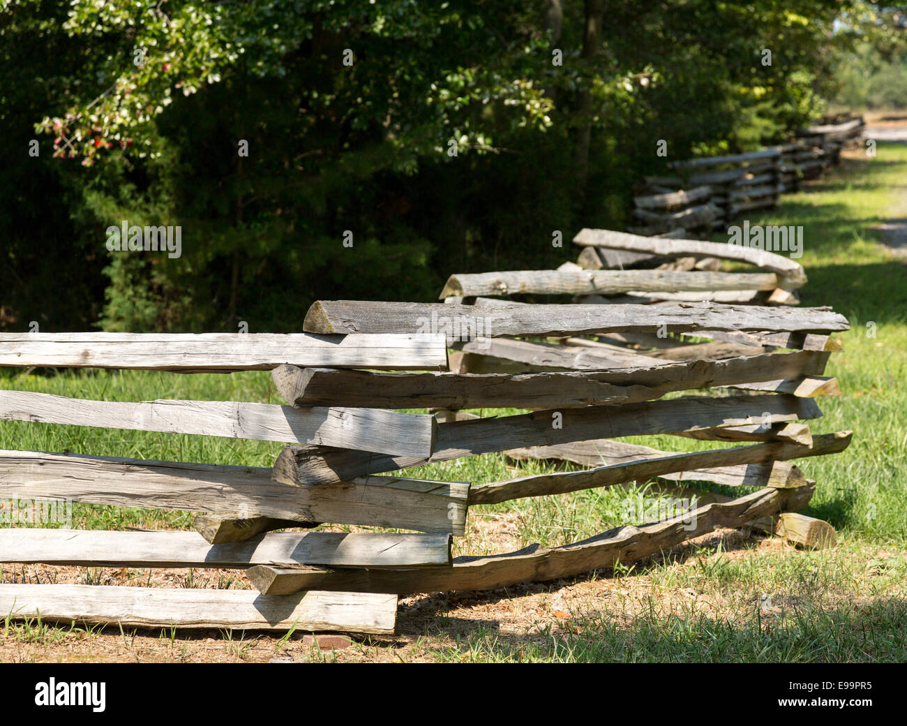 Split Zaun vom Waldrand Stockfoto