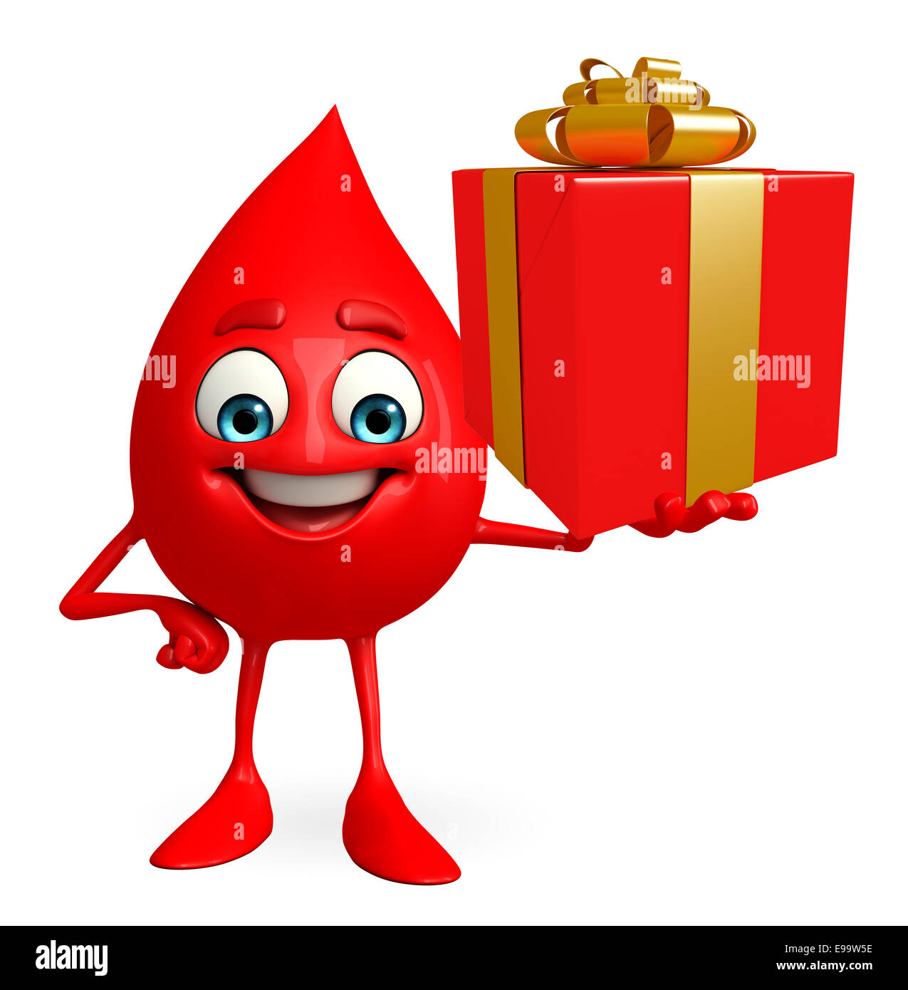 Cartoon Charakter Blut Tropfen mit Geschenk-box Stockfotografie - Alamy