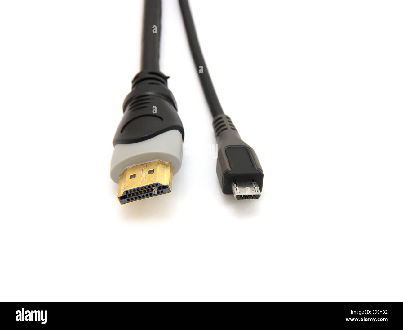 große und kleine HDMI-Kabel Stockfoto