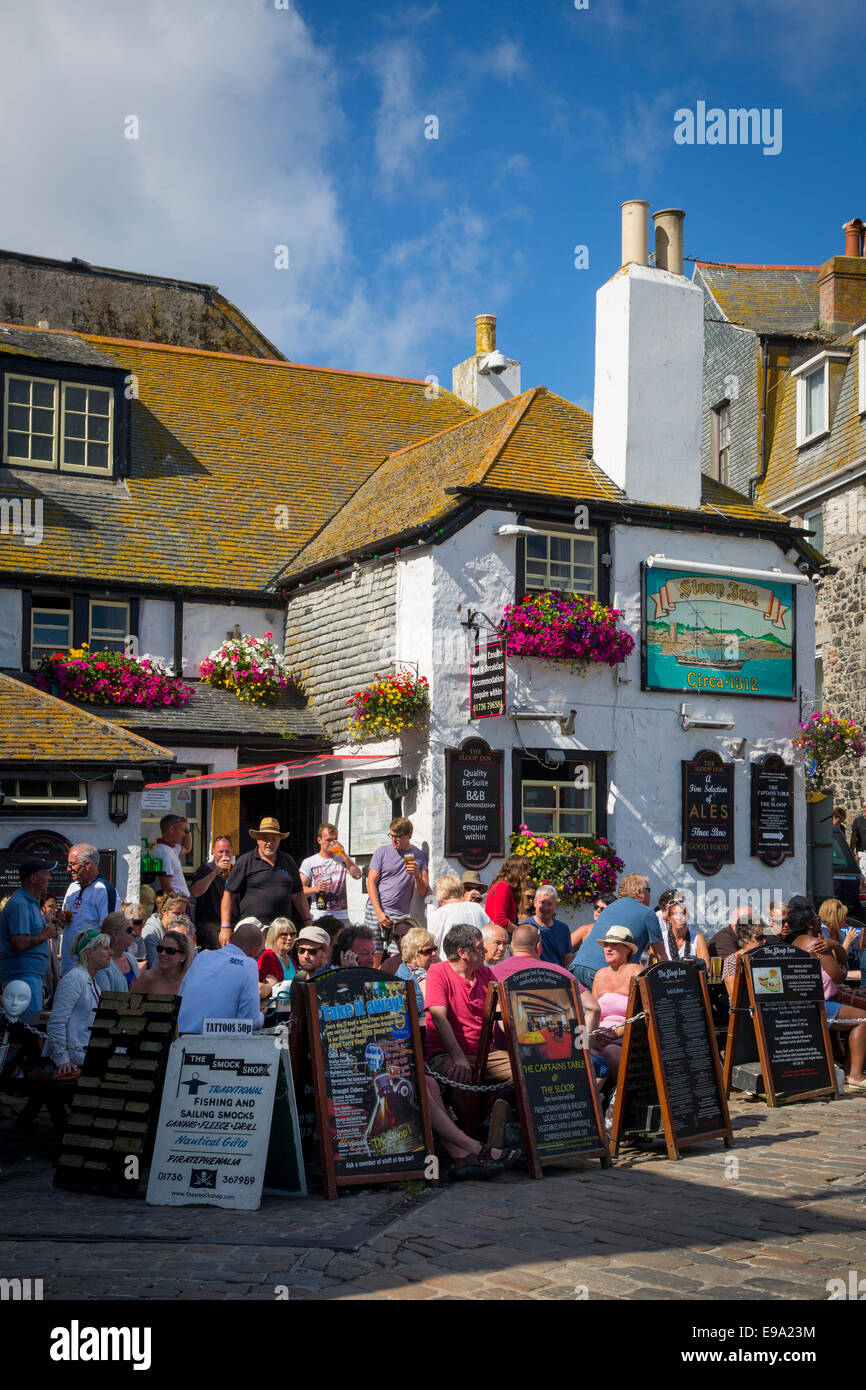 Historischen Sloop Inn c. 1312, St. Ives, Cornwall, England Stockfoto
