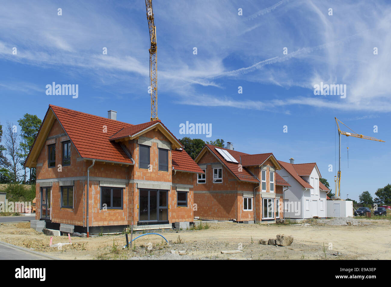 Häuser in einem Neubaugebiet Stockfoto