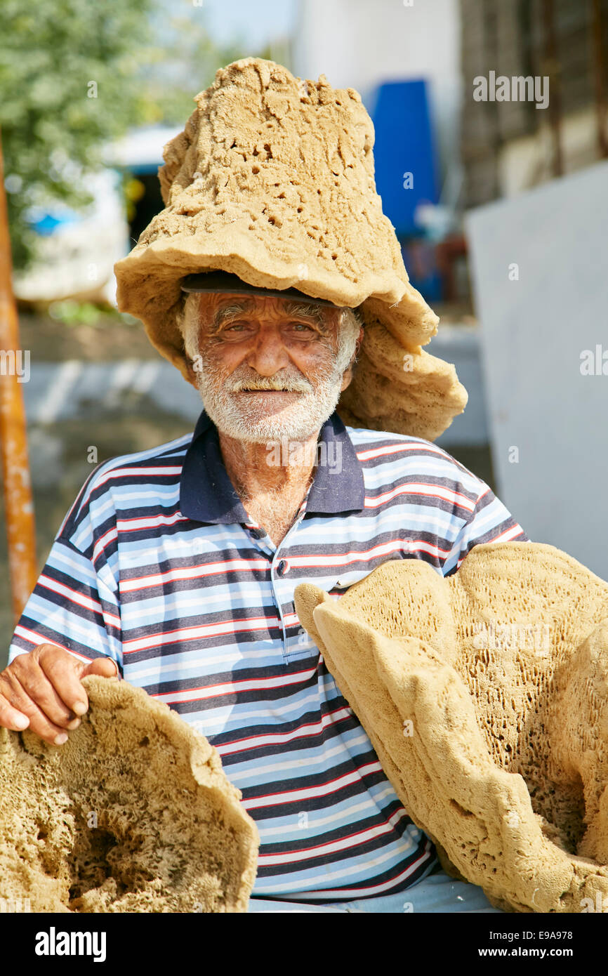 Traditioneller Markt Verkäufer im griechischen Insel Pserimos Dorf Stockfoto