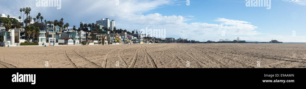 Panorama Strand von Santa Monica CA Stockfoto