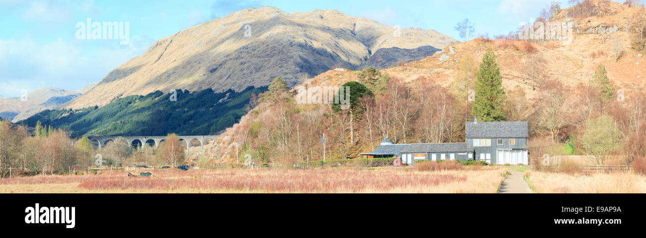 Panonrama Glenfinnan-Viadukt-Eisenbahn Stockfoto