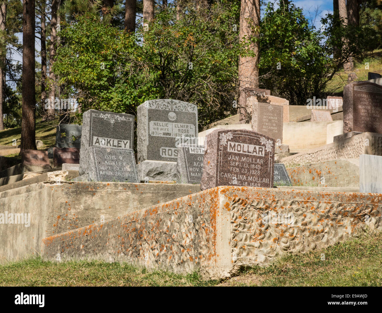 Mount Moriah Cemetery in Deadwood, South Dakota, USA Stockfoto