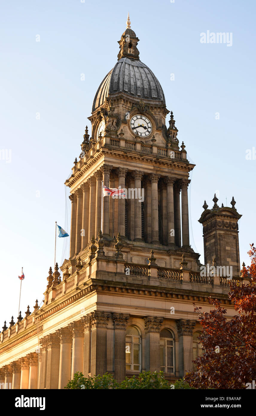 Glockenturm des Rathauses, Rathaus, Leeds, West Yorkshire, England, Vereinigtes Königreich Stockfoto