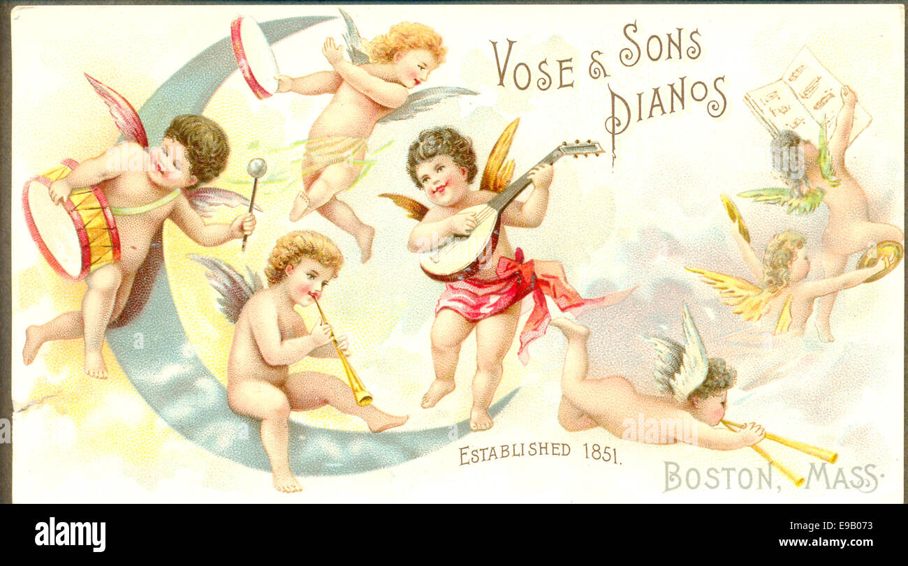 Handel-Karte für Vose & Söhne Klaviere. Stockfoto