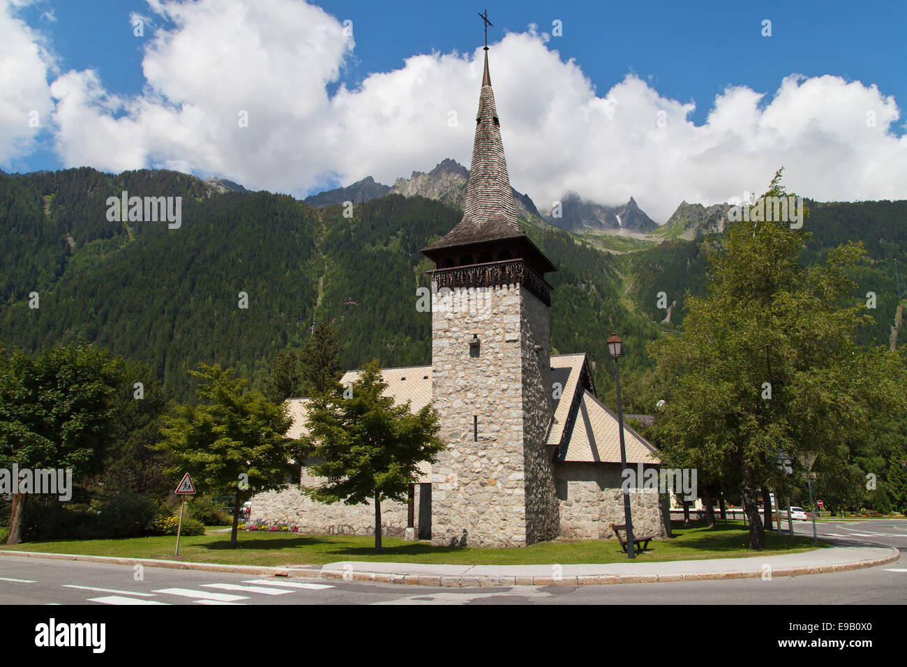 Kirche von Chamonix, Haute Savoie, Frankreich. Stockfoto
