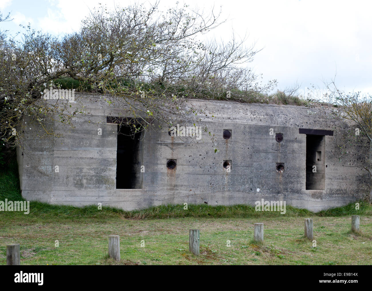 Deutschland Bunker WW2, Utah Beach ist eines der fünf Strände der Landung in der Normandie am 6. Juni 1944, während des zweiten Weltkriegs. Stockfoto