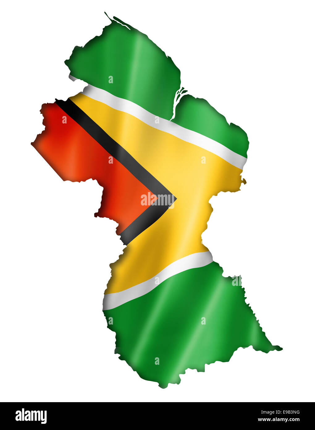 Guyana-Flagge abzubilden, drei dimensionalen Render, isoliert auf weiss Stockfoto