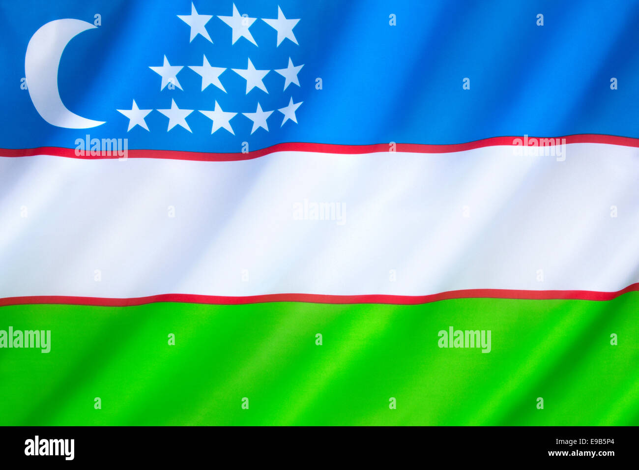 Flagge der Republik Usbekistan - Zentralasien Stockfoto