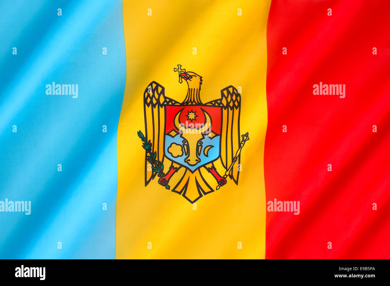 Die regionale Flagge von der Moldawien / Moldau - ein ehemaliges Fürstentum von Südost-Europa Stockfoto
