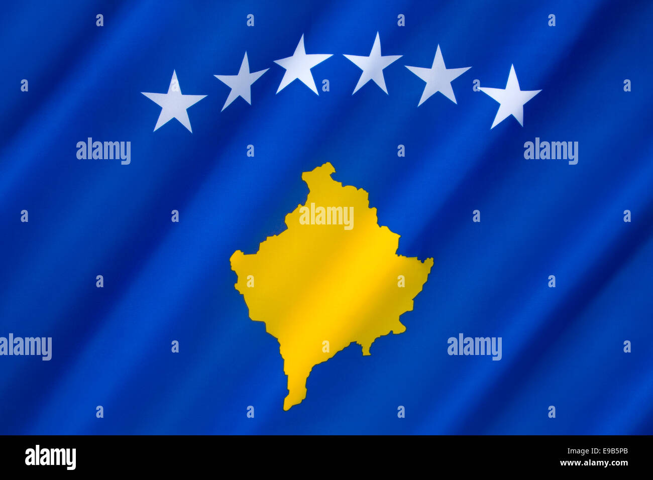 Die Flagge der Republik Kosovo Stockfoto