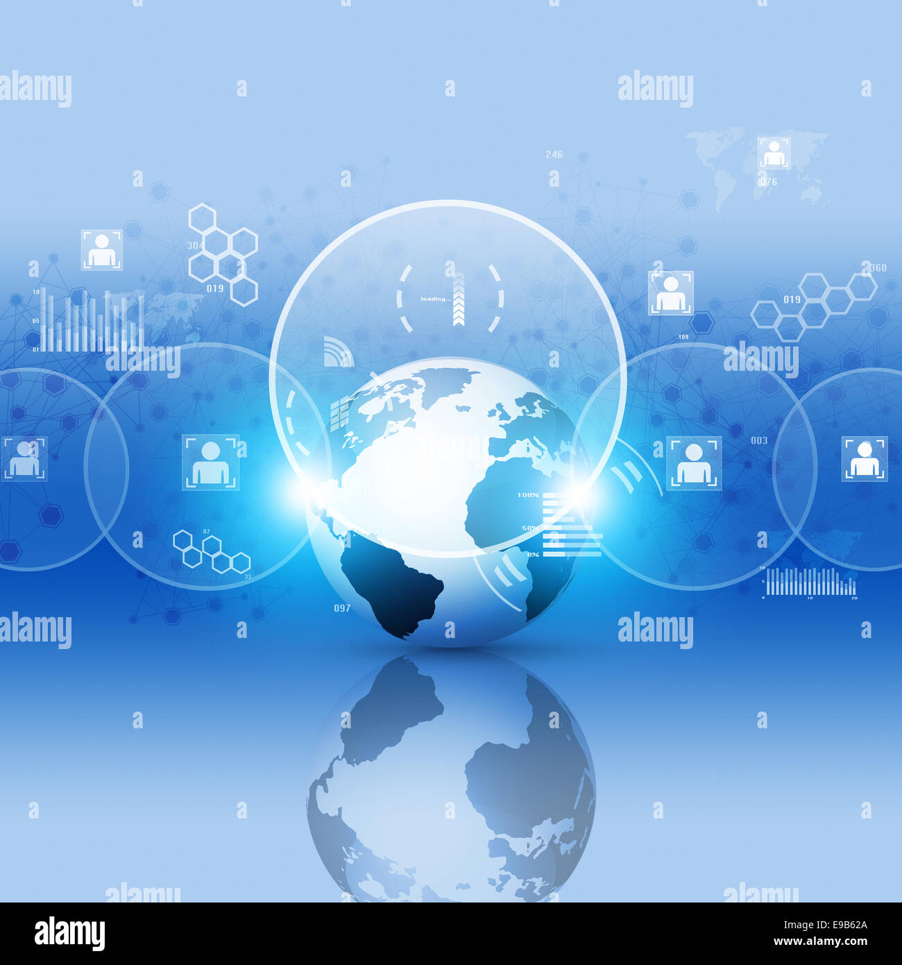 abstrakte digitale Internet-Technologie Verbindungen Konzept blauen Hintergrund Stockfoto