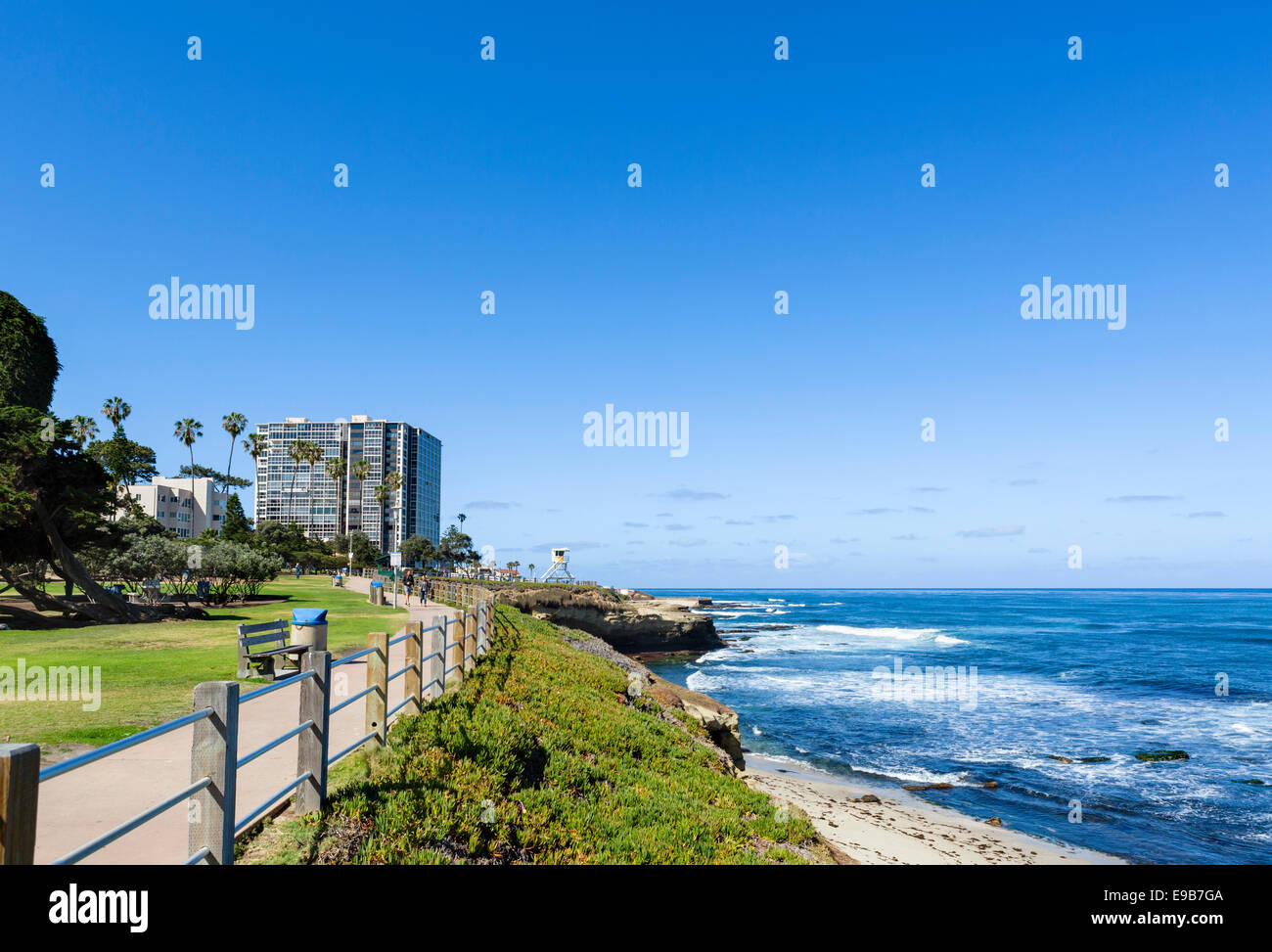 Strandpromenade in La Jolla Cove, La Jolla, San Diego County, Kalifornien, USA Stockfoto