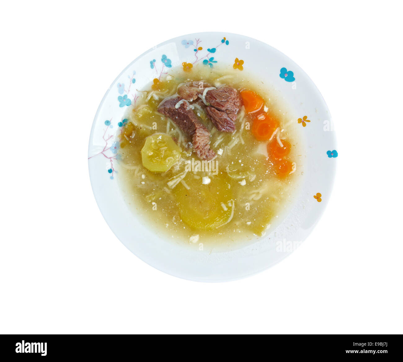 Zuppa con Carne di Manzo .soup mit Rindfleisch und Nudeln Stockfoto