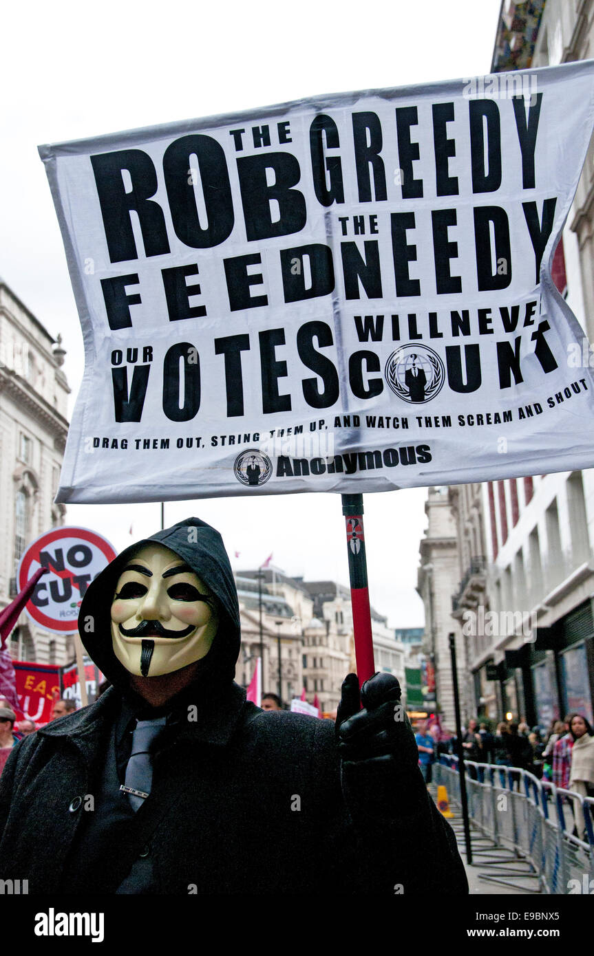 90.000 Menschen beitreten TUC General gegen Sparpolitik & Großbritannien Bedürfnisse ein März Zahlen steigen und Kundgebung in London 18. Oktober 2014 Stockfoto