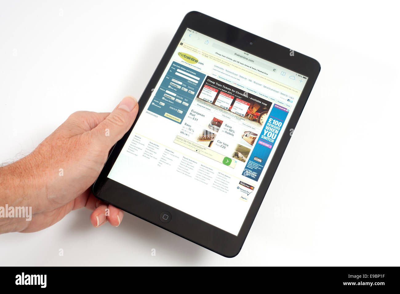 iPad Mini mit dem Zug-Line-app auf dem Bildschirm Stockfoto