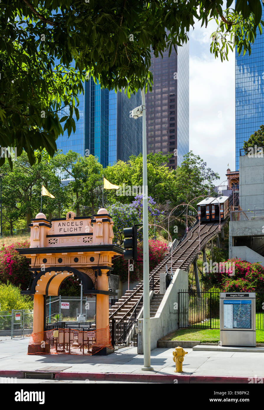 Engel, Los Angeles. Angel's Flight standseilbahn zwischen Hügel St und California Plaza, Los Angeles, Kalifornien, USA Stockfoto