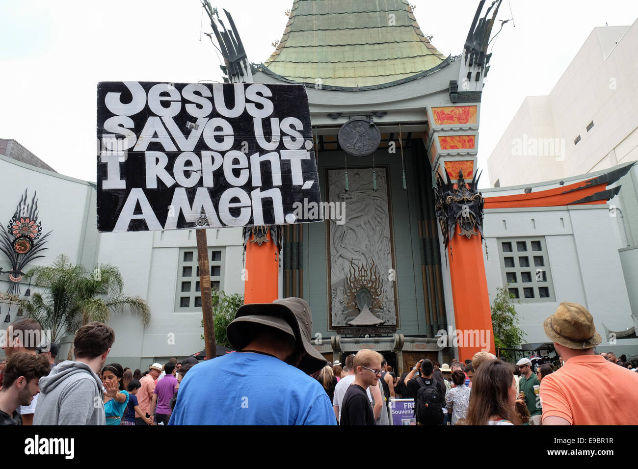 Speichern Sie Jesus bereue gegenüberstehenden Hollywood Chinese Theatre Kalifornien LA Stockfoto